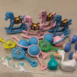 1980s baby shower trinkets.